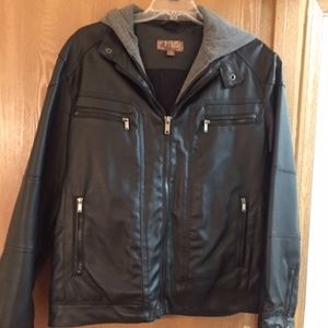 Men's Pronto Uomo Faux Leather Hooded Jacket